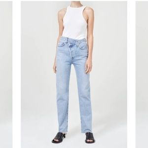 AGolde Criss Cross Straight Leg Size 26 Dimension Blue NWOT